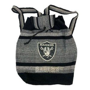 Raiders Black And White Fabric Drawstring backpack Football String Nation Skull